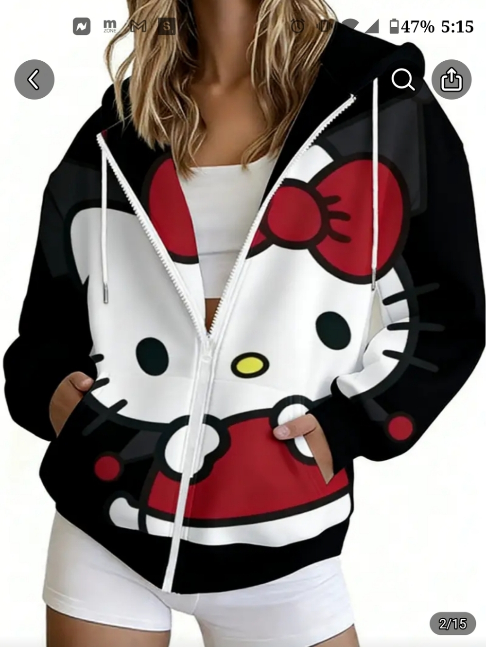 Hello Kitty Black & Red Full-Print Zip-Up Hoodie Jacket